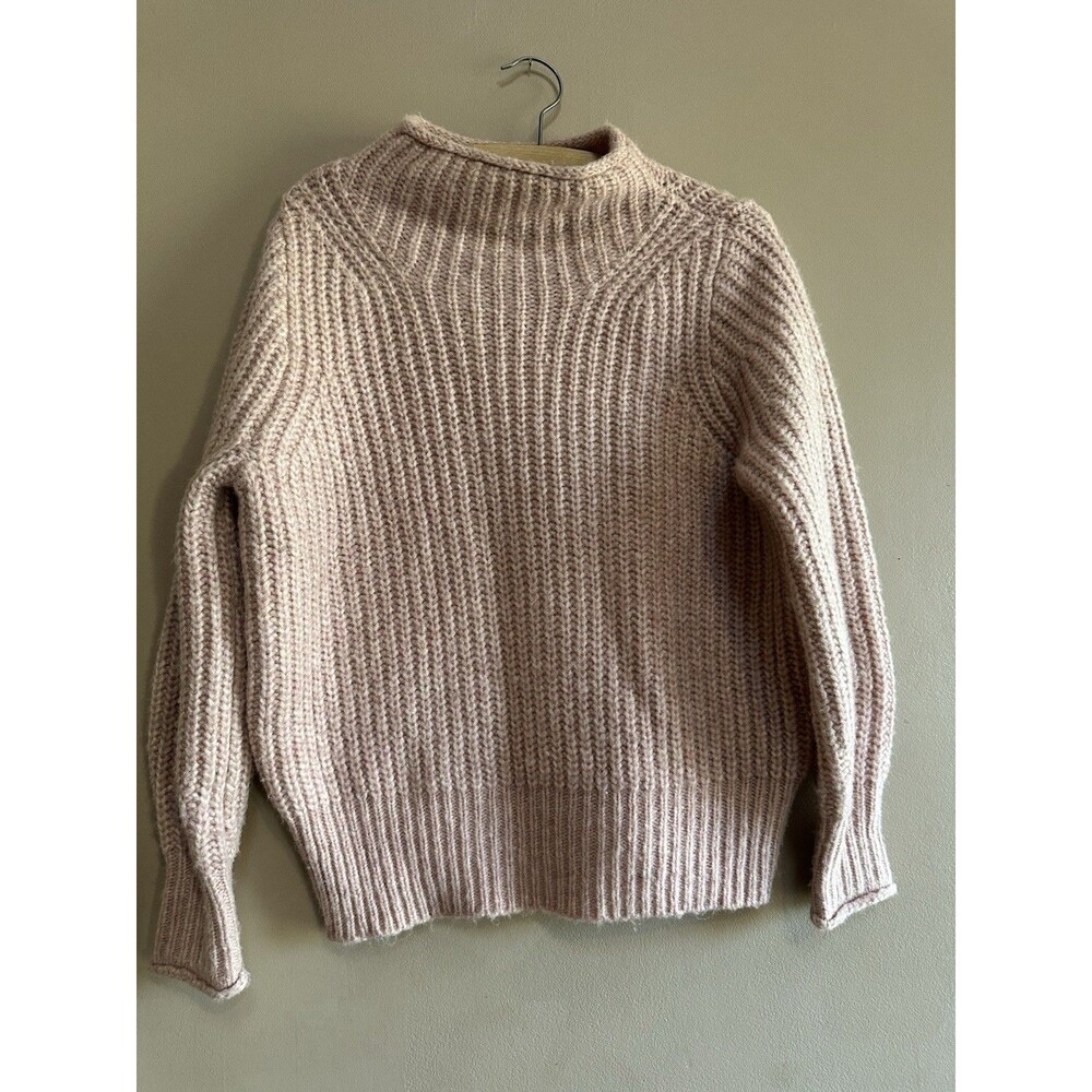 Madewell‎ Pink Fuzzy Rolled Neck Wool Blend Sweater Size XS Chunky Knit Preppy